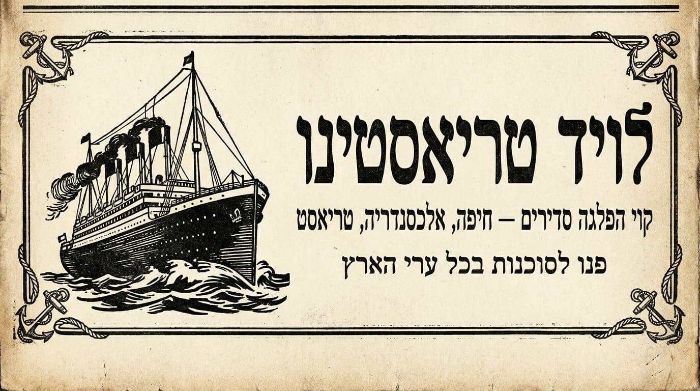 מודעת לויד טריאסטינו  -  קוי ספנות לאירופה ולמזרח