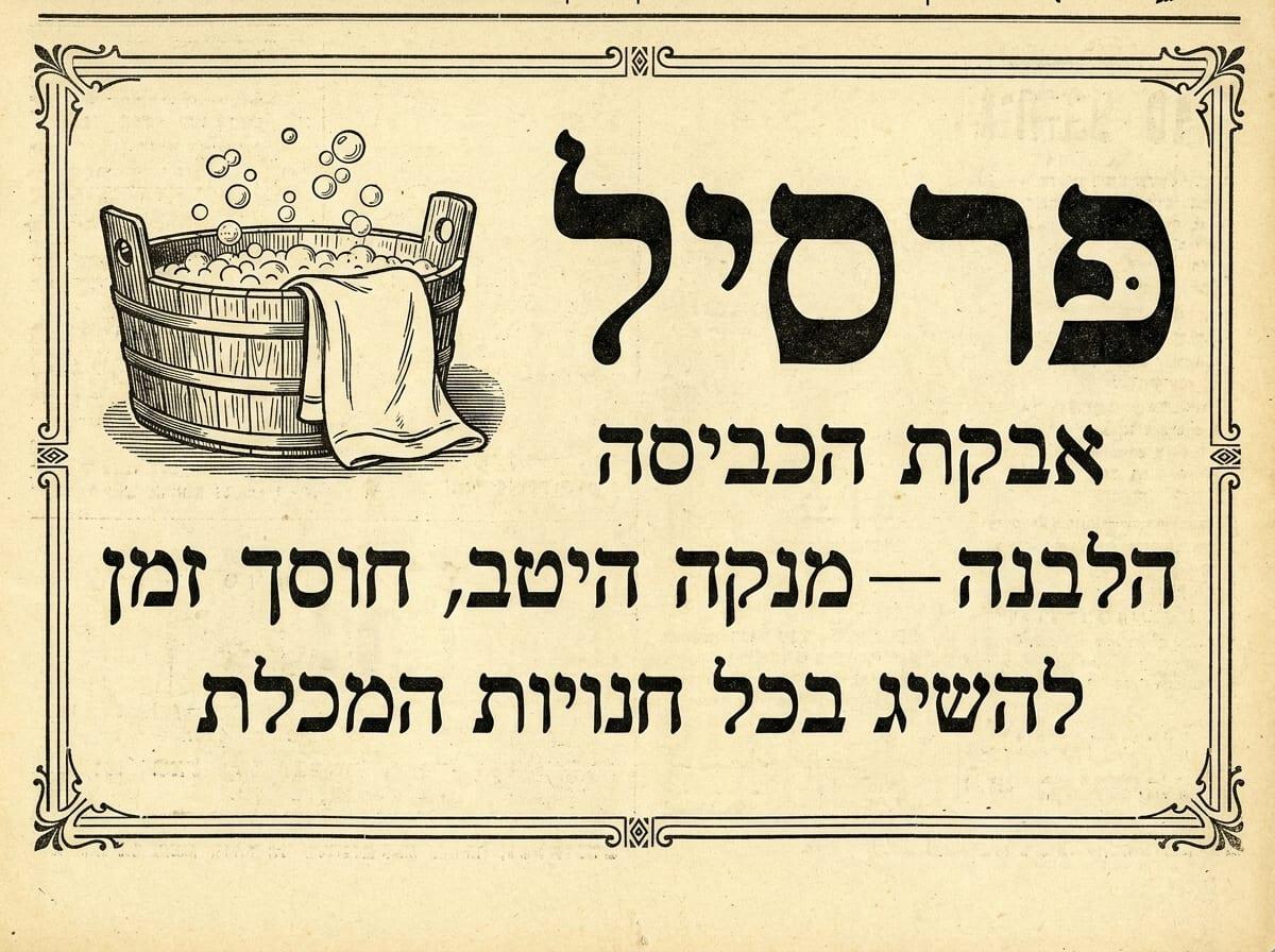 מודעת אבקת הכביסה פרסיל