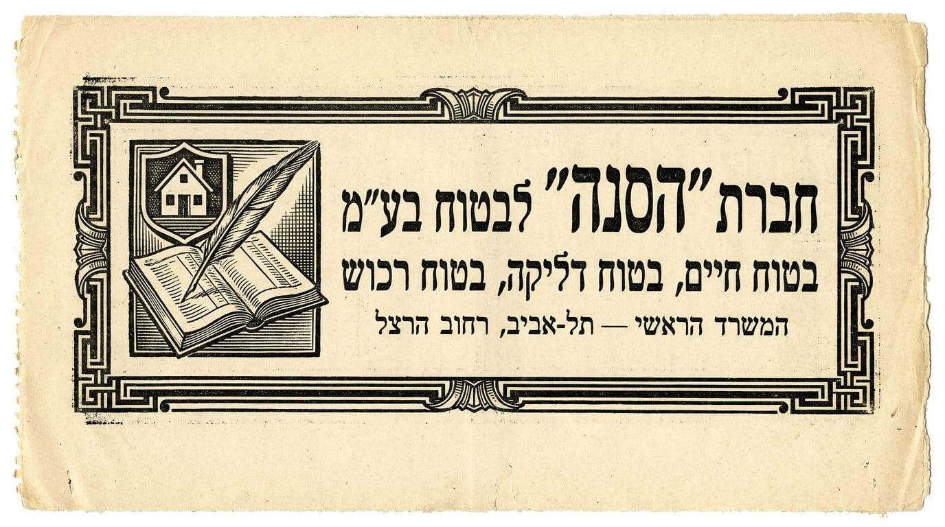 מודעת חברת הסנה לבטוח