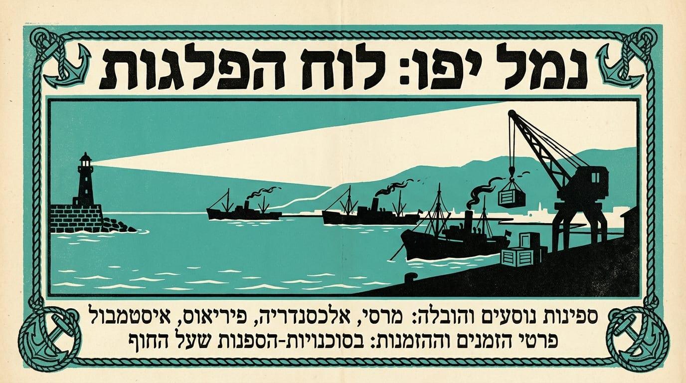 מודעת סוכנויות הספנות בנמל יפו